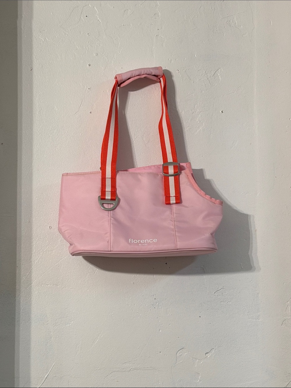 Florence Pink Pet Carrying Tote with pink-Striped Handles